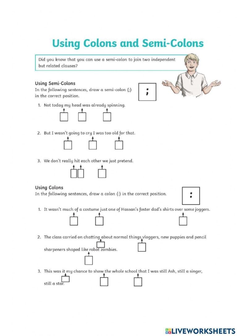 Semi Colons U0026 C Free Interactive Worksheets 1573067
