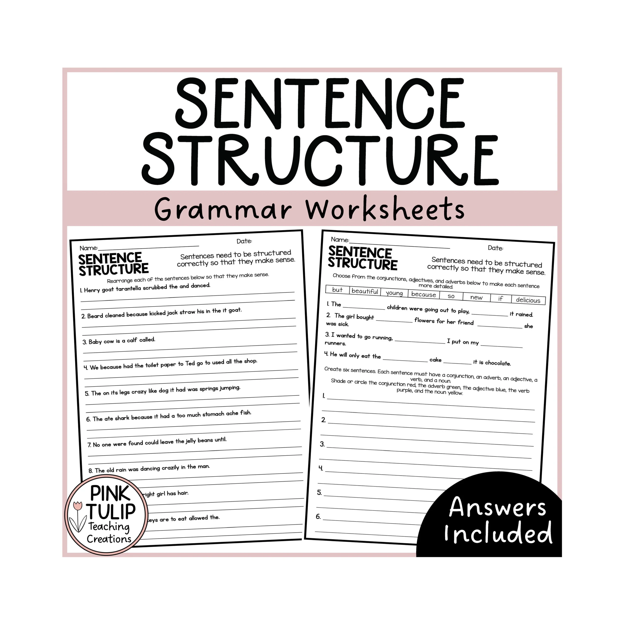 Grammar And Sentence Structure Worksheets Grammar And Sentence Structure Worksheets