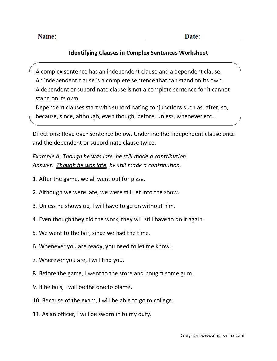 Sentences Worksheets Complex Sentences Worksheets Sentences Worksheets Complex Sentences Worksheets