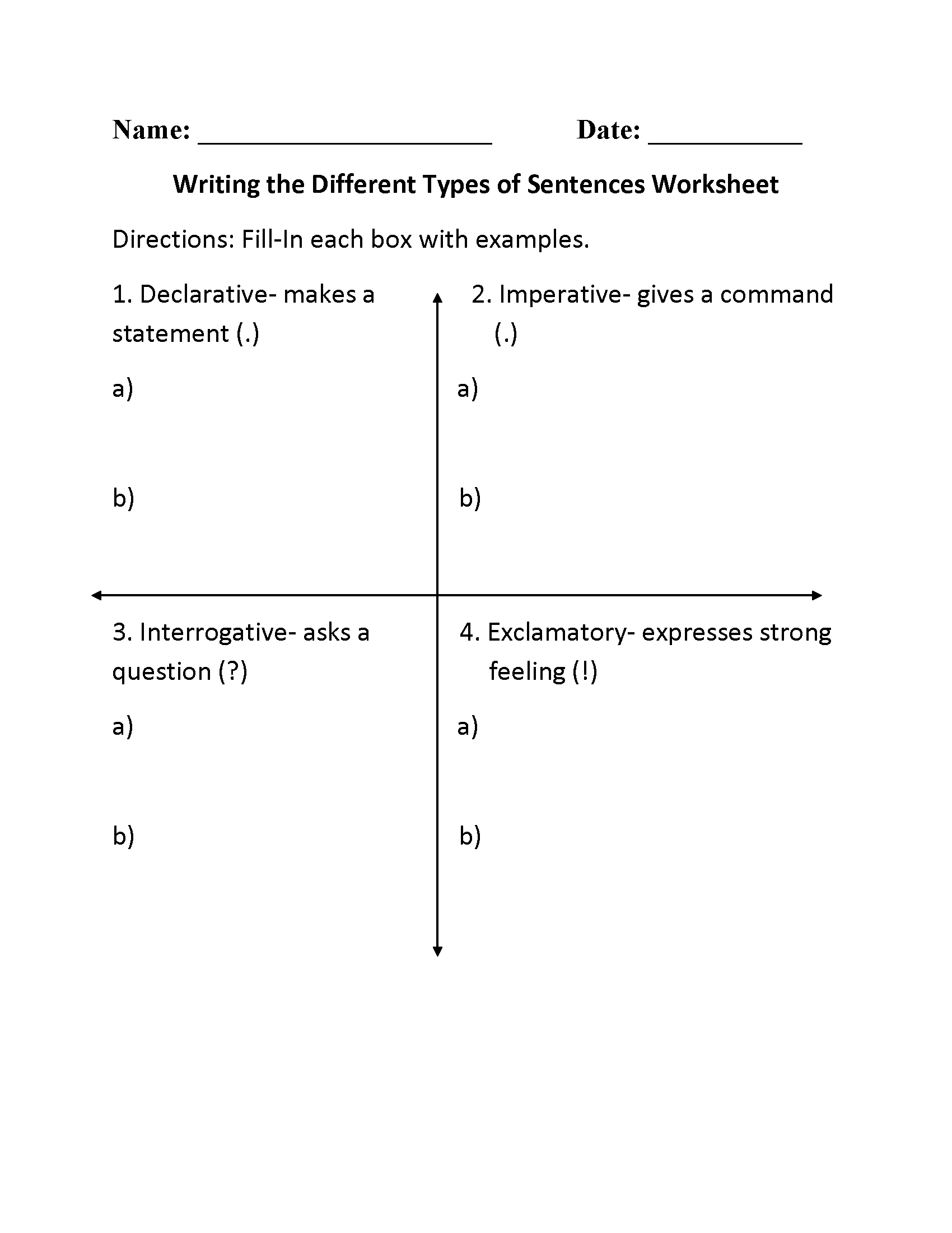 English Grammar Types Of Sentences Worksheets