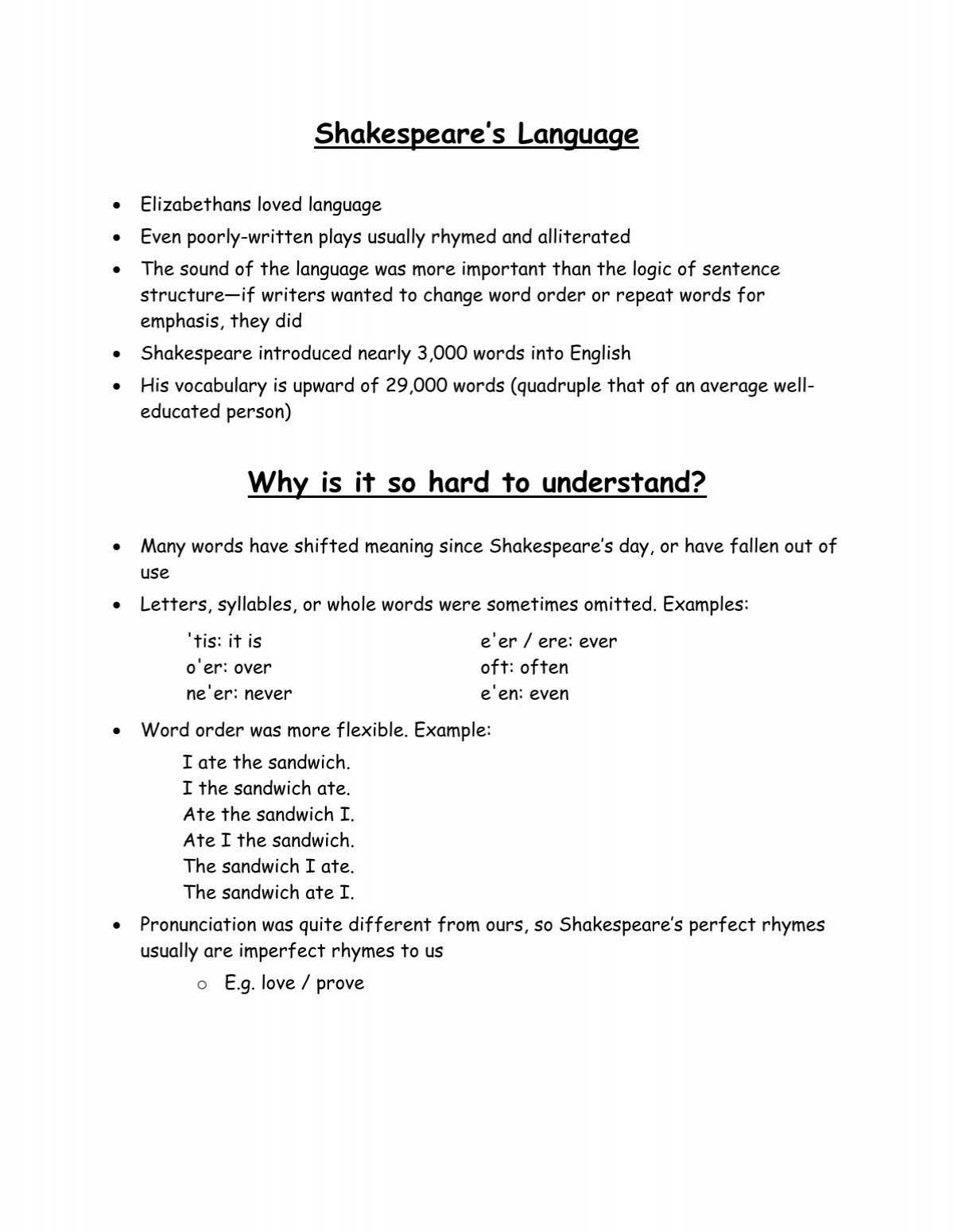 Shakespeare s Language Worksheet PDF AbbyNet