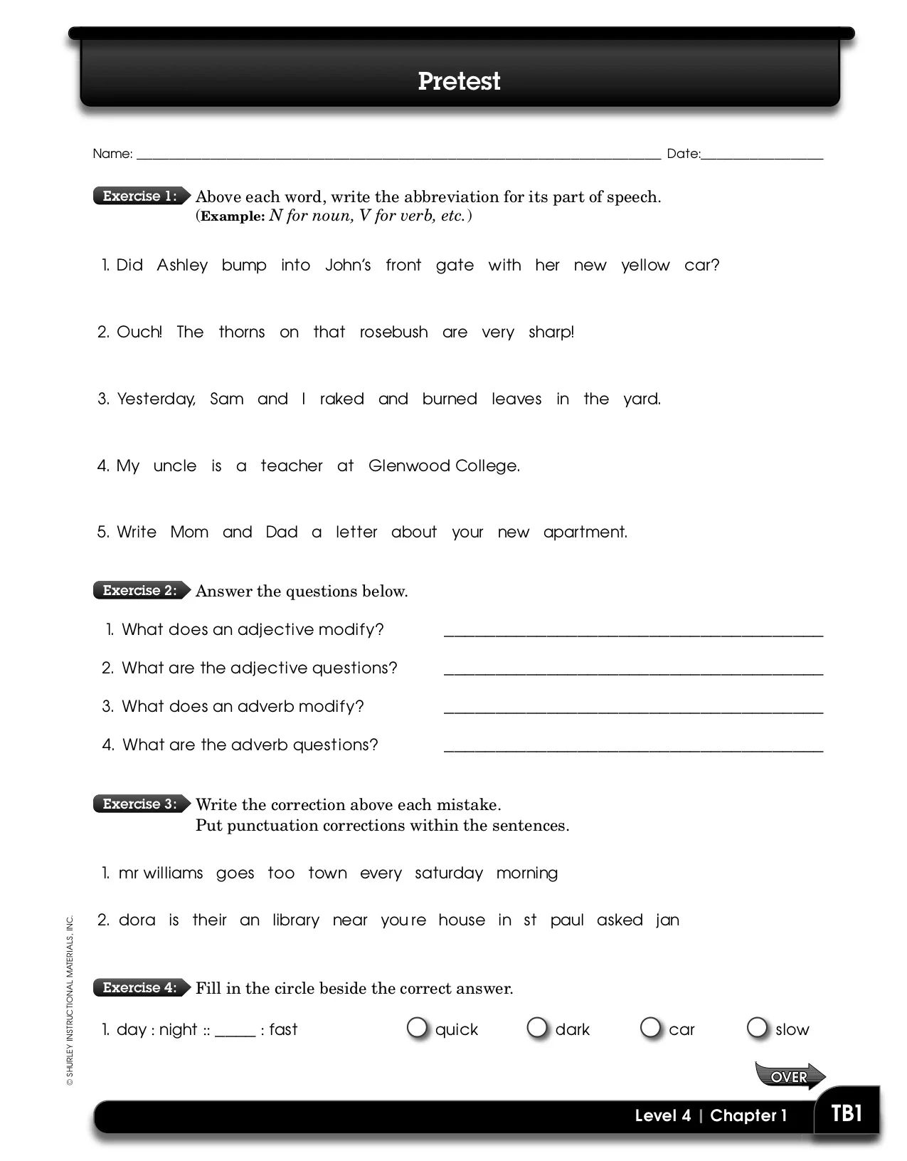 Free Shurley Grammar Worksheets