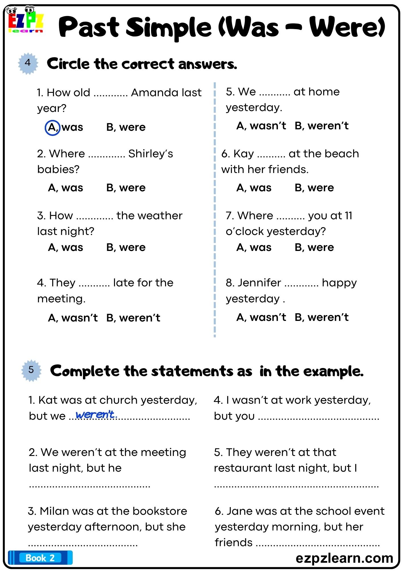 Simple Past Ezpzlearn