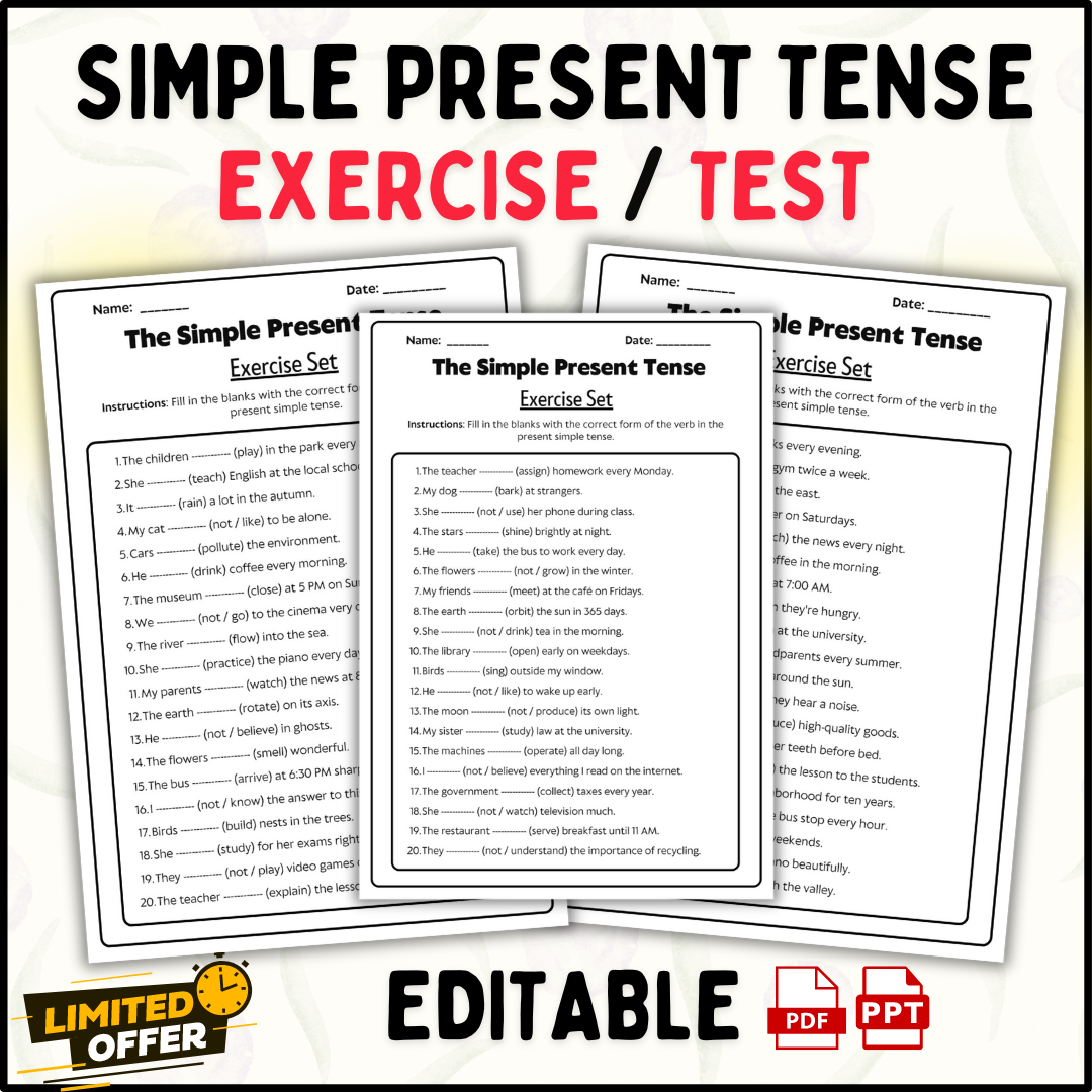 Simple Present Tense Mastery Elementary Grammar Exercise Worksheet PPT PDF Made By Teachers