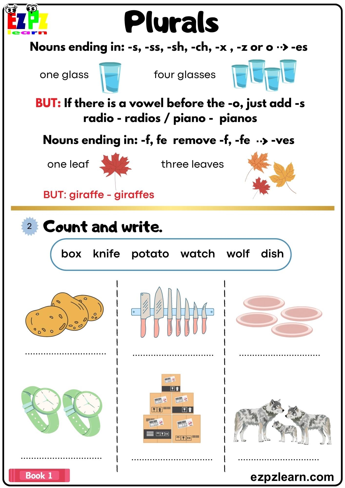 Singular And Plural Nouns Ezpzlearn