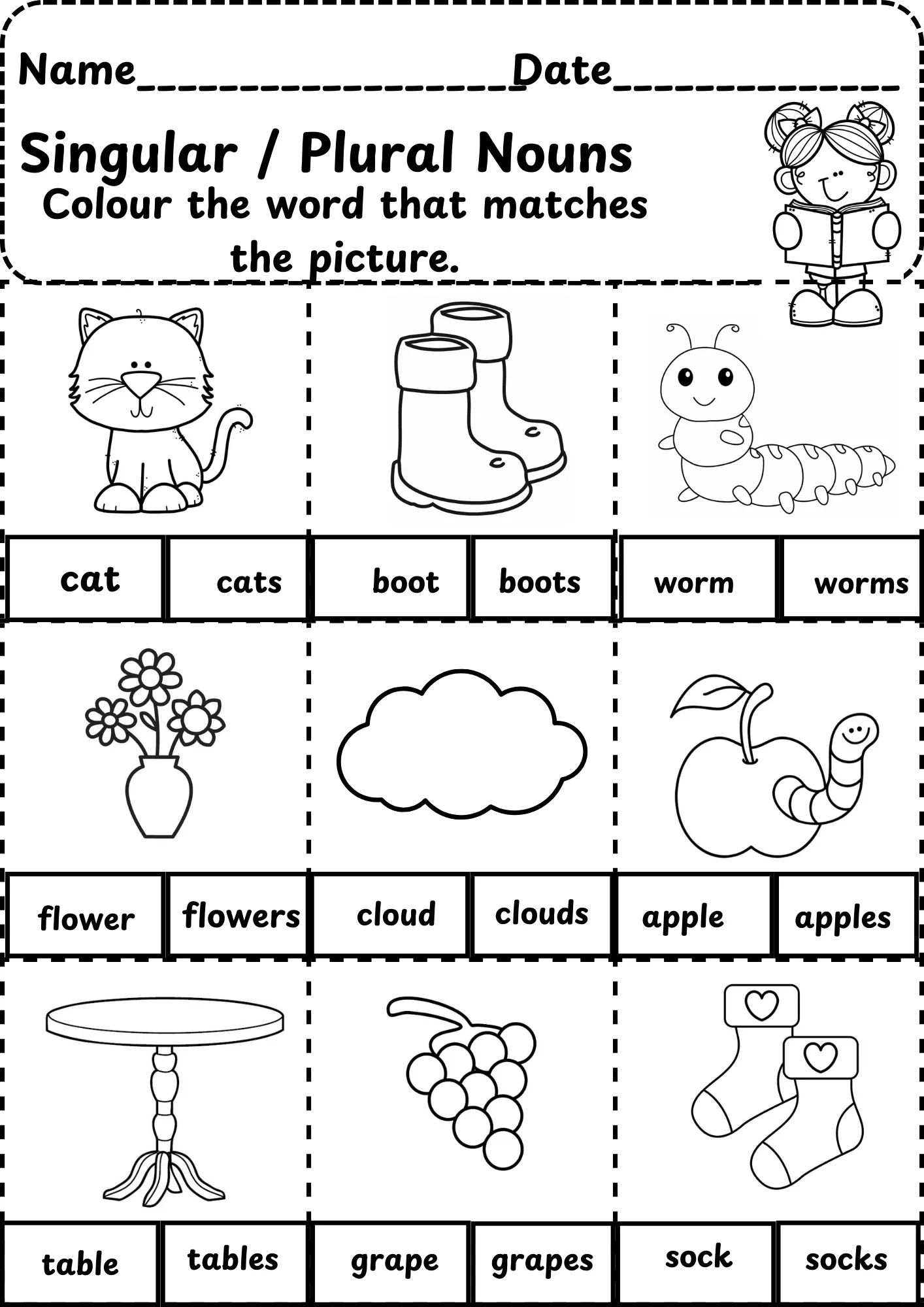 English Grammar Singular And Plural Worksheets