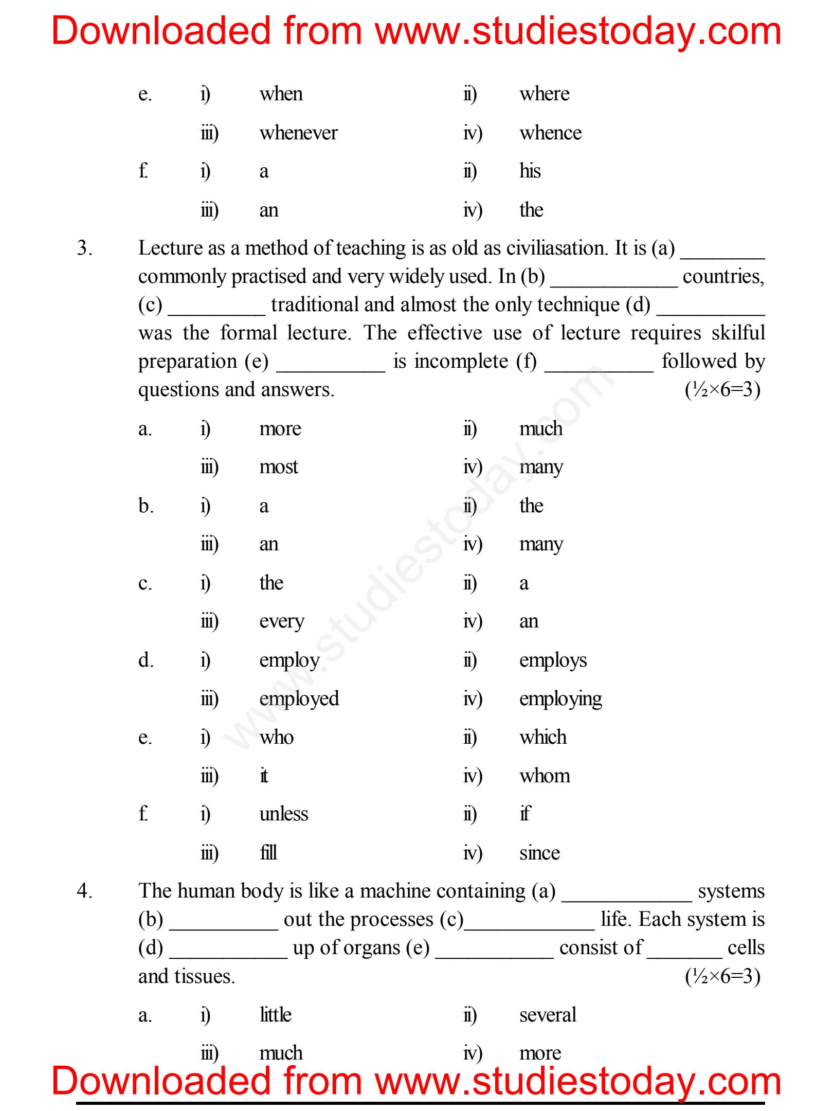 Cbse Class 10 Grammar Worksheets