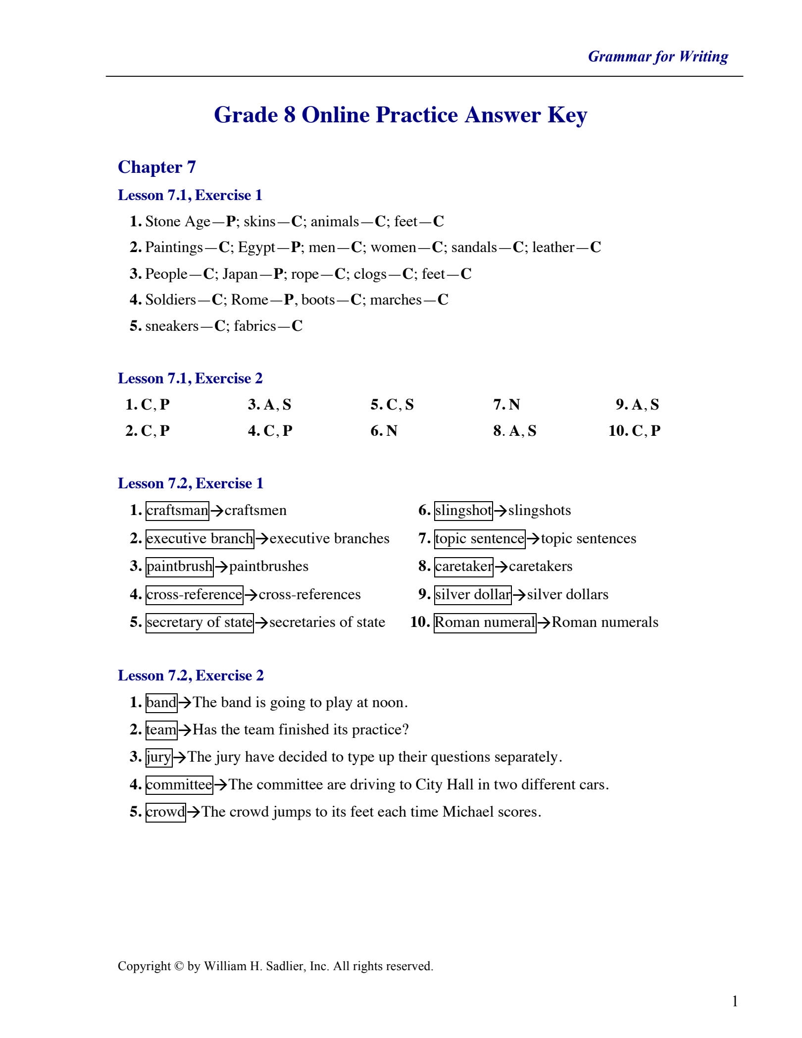 SOLUTION Grammar For Writing Ch 7 Worksheet Answer Key Studypool