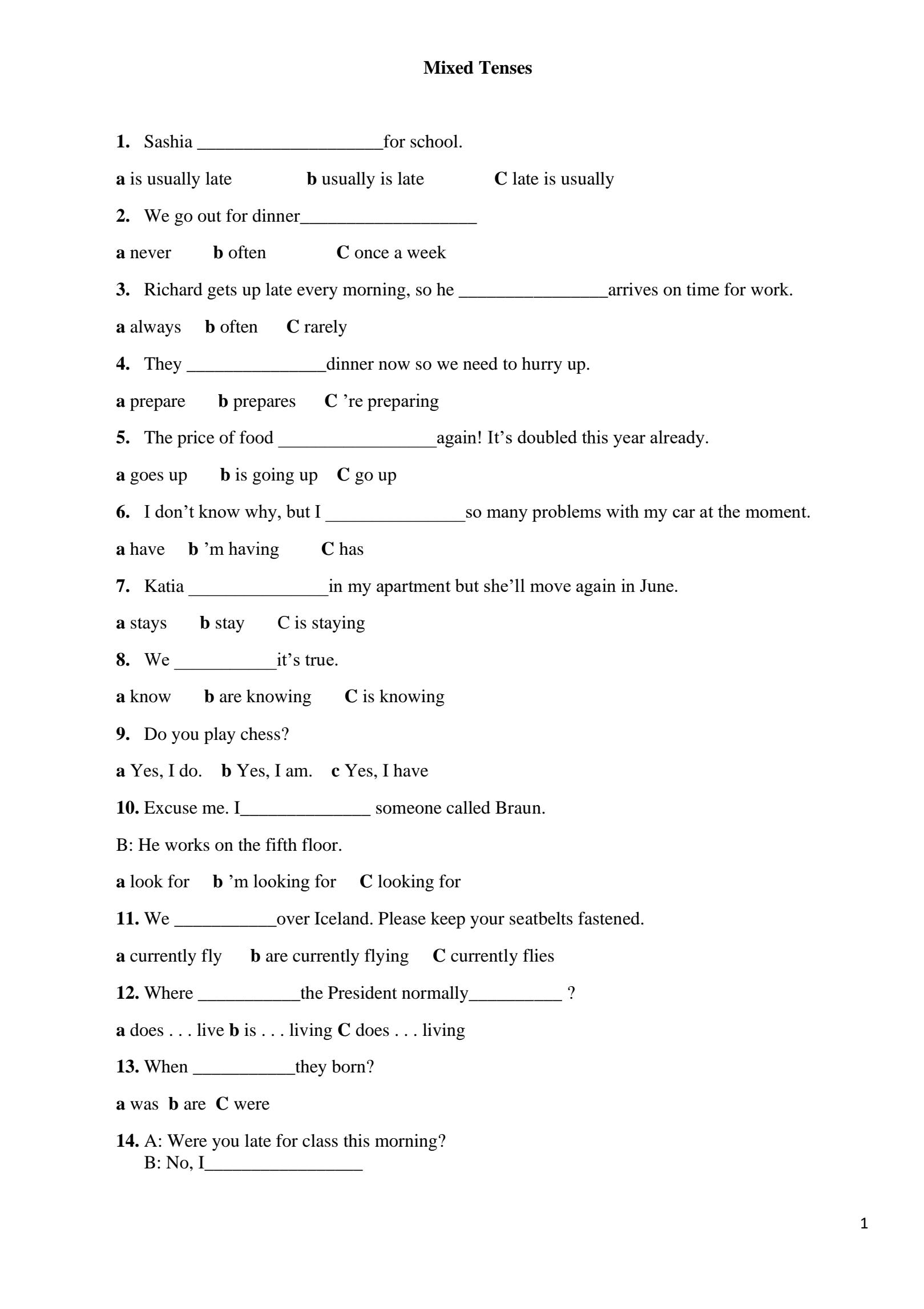 SOLUTION Mixed Tenses Grammar Exercises Studypool SOLUTION Mixed Tenses Grammar Exercises Studypool
