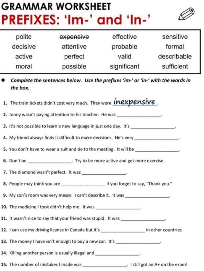 I Versus Me Grammar Worksheets