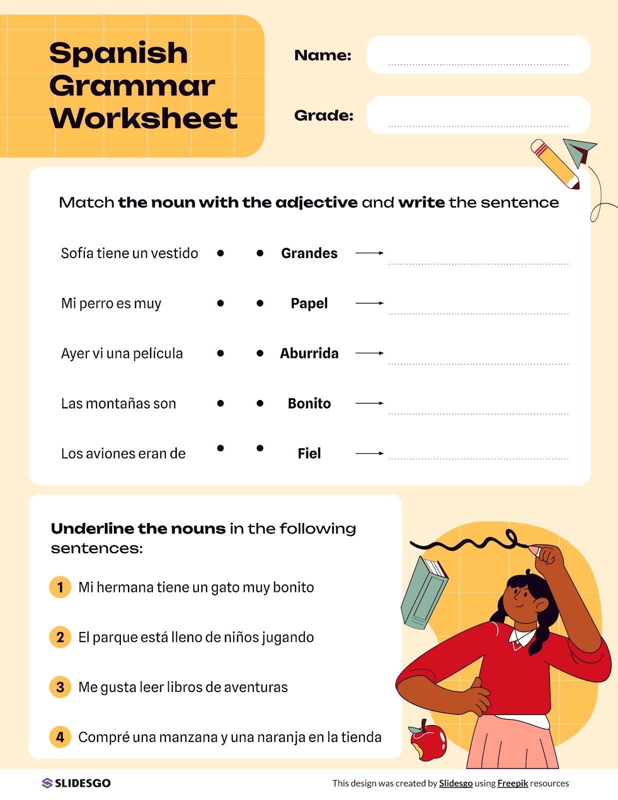 Spanish Grammar Worksheet Presentation Spanish Grammar Worksheet Presentation