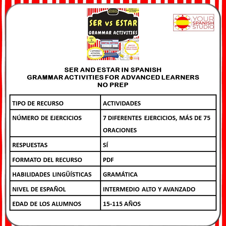 Spanish Ser Vs Estar Advanced Practice Worksheets Keys Made By Teachers Spanish Ser Vs Estar Advanced Practice Worksheets Keys Made By Teachers