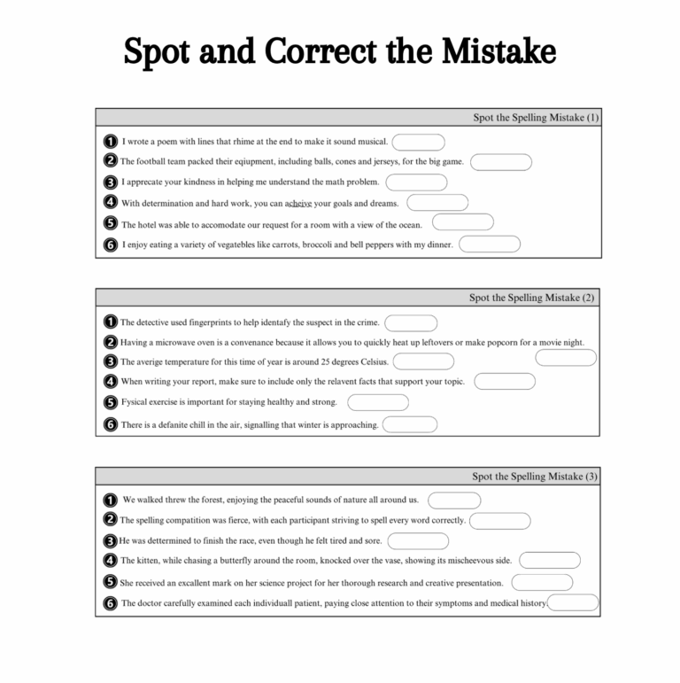 Spot And Correct The Spelling Mistake NI Primary School Resources