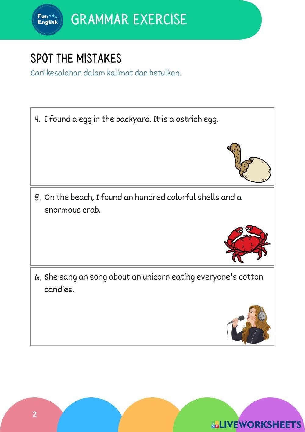 Spot The Mistak Free Interactive Worksheets 2263698
