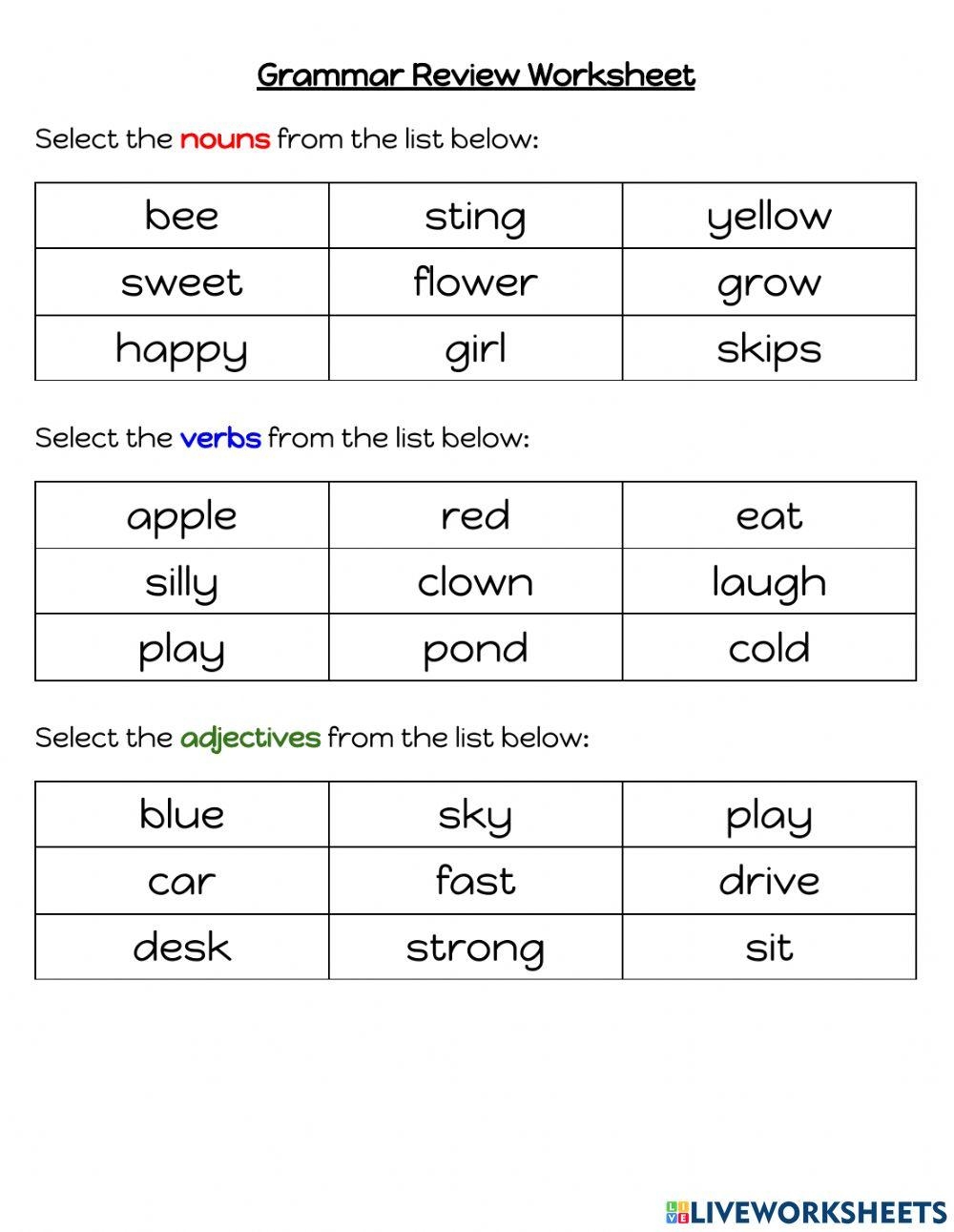 Spring Grammar Free Interactive Worksheets 914891