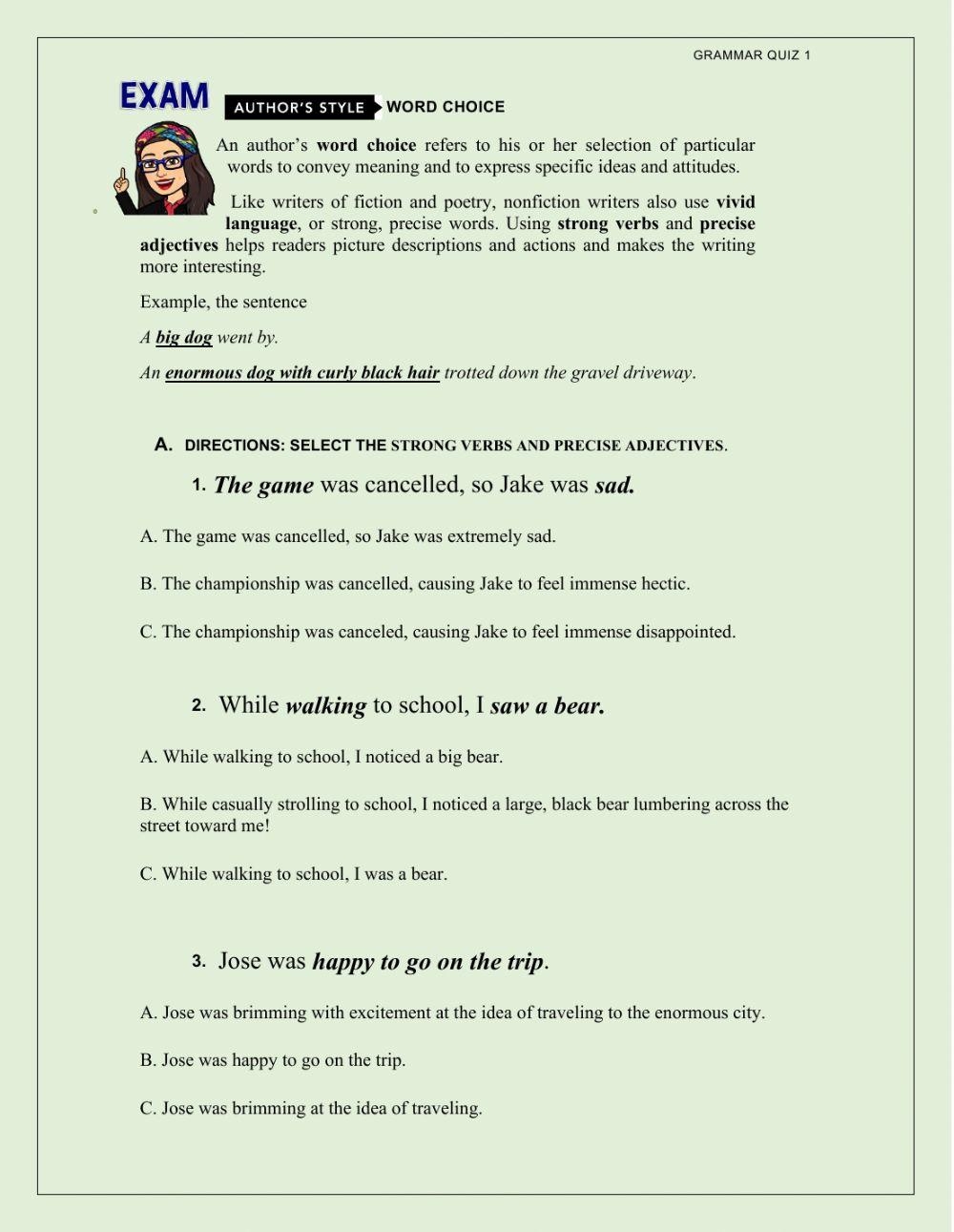 Strong Verbs An Free Interactive Worksheets 351441 Strong Verbs An Free Interactive Worksheets 351441