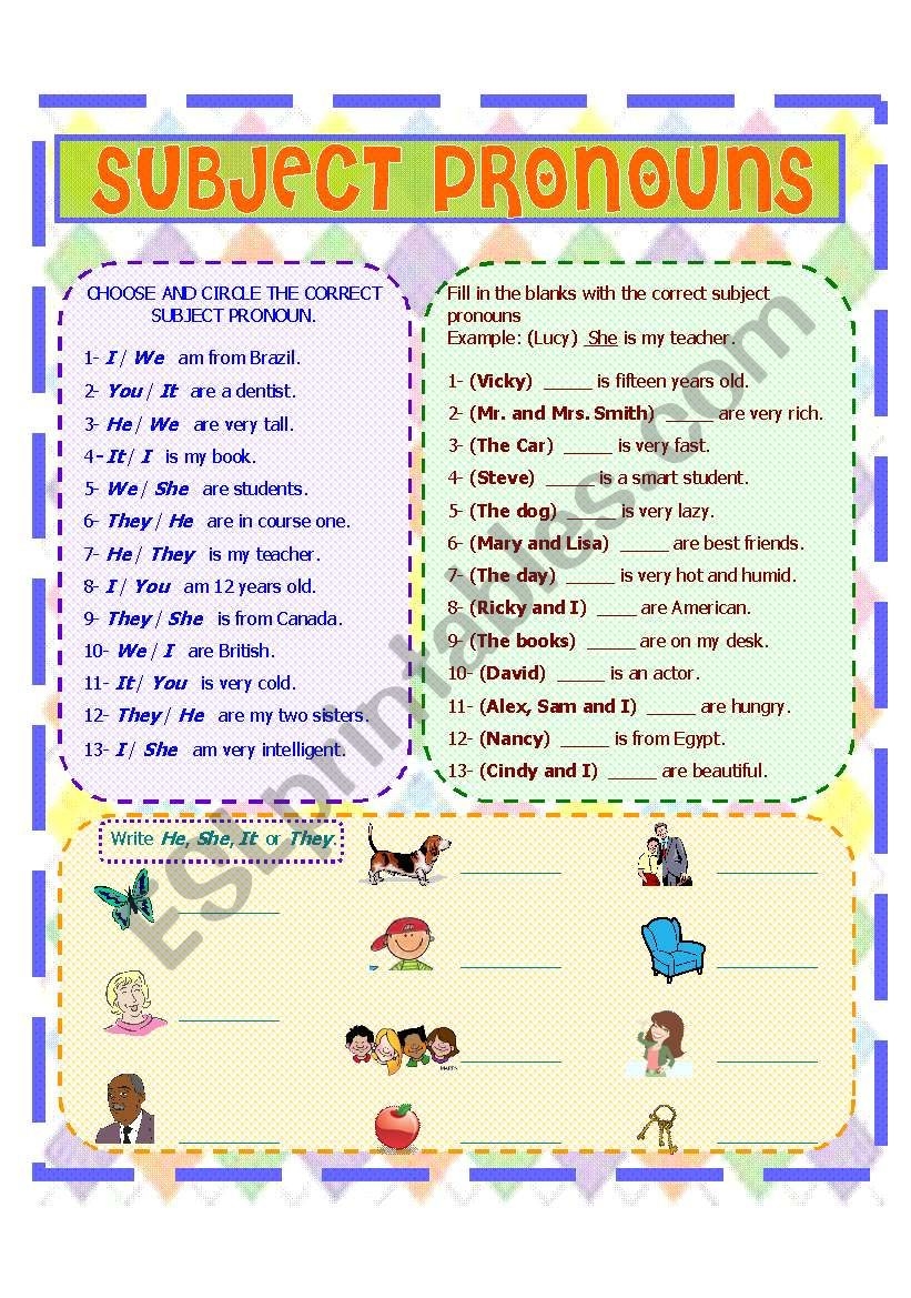 SUBJECT PRONOUNS 2 B W Version Included ESL Worksheet By CHARMED ONE SUBJECT PRONOUNS 2 B W Version Included ESL Worksheet By CHARMED ONE
