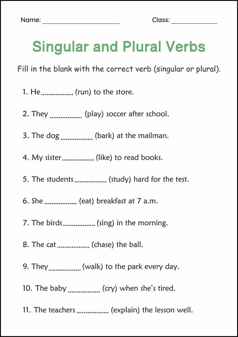 Subject Singular And Plural Verbs Grammar Worksheet For Grade 1 Made By Teachers