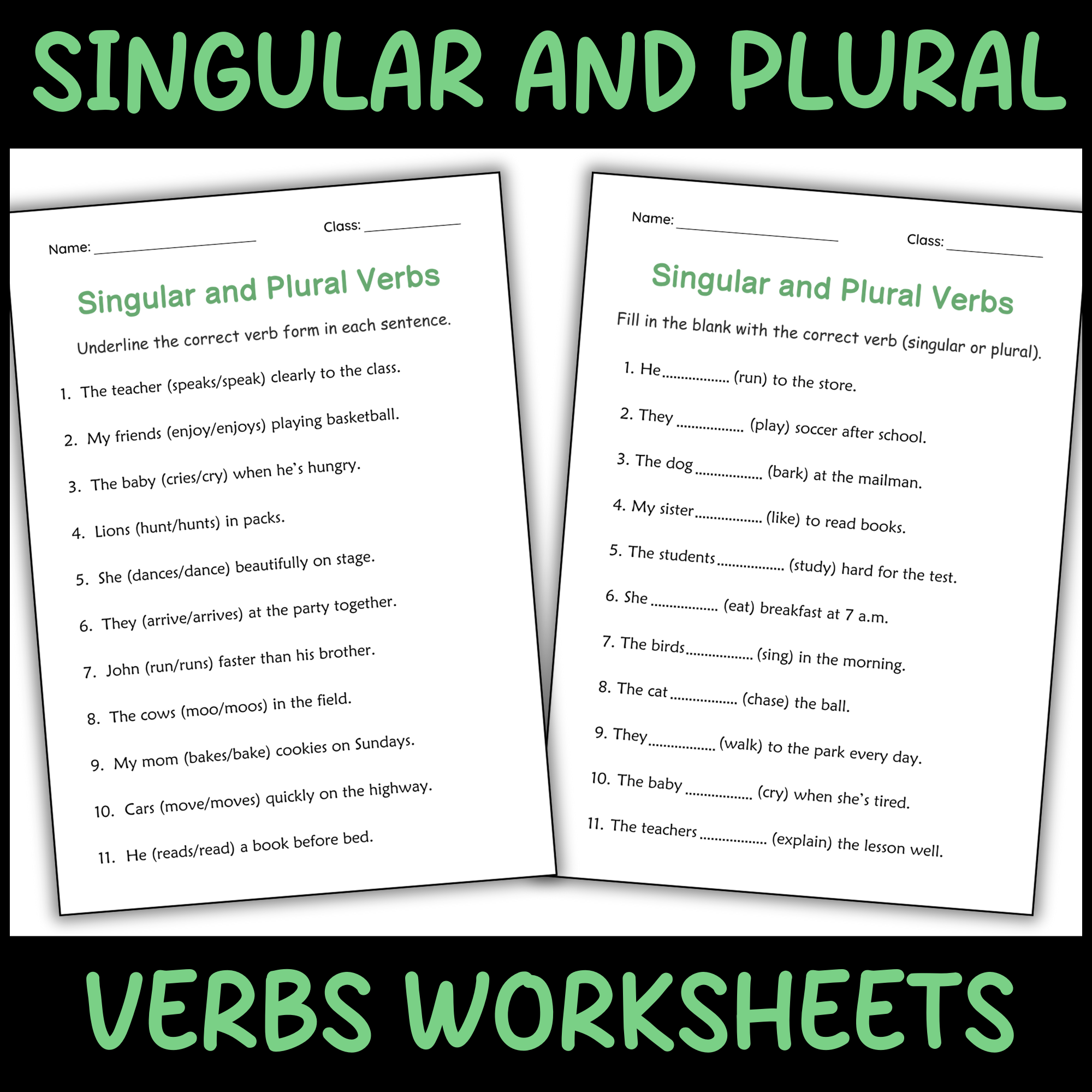 Subject Singular And Plural Verbs Grammar Worksheet For Grade 1 Made By Teachers