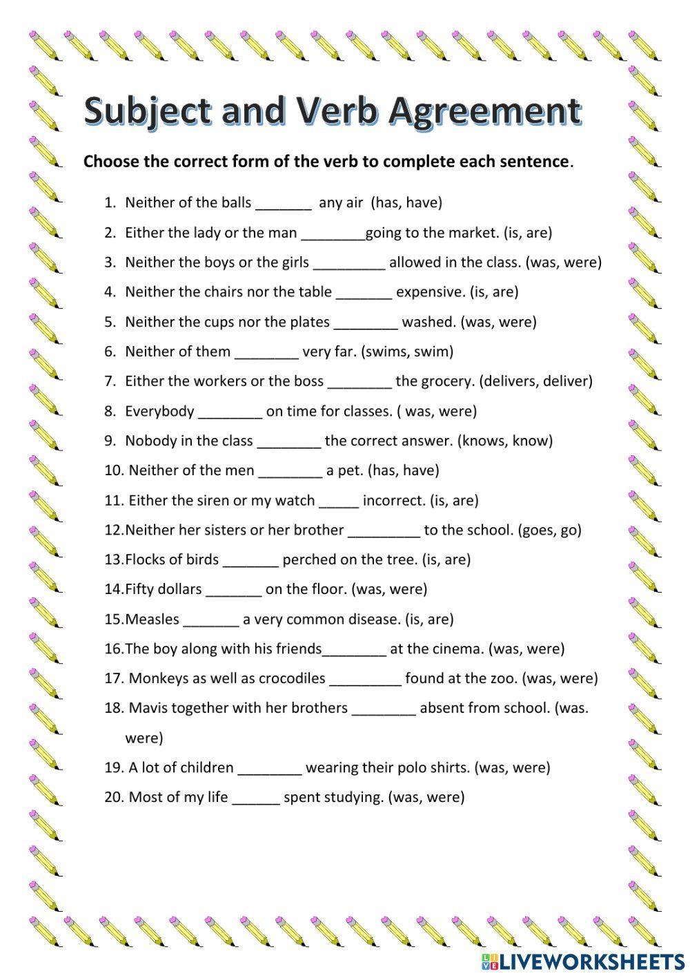 Subject Verb Ag Free Interactive Worksheets 2050853 Subject Verb Ag Free Interactive Worksheets 2050853