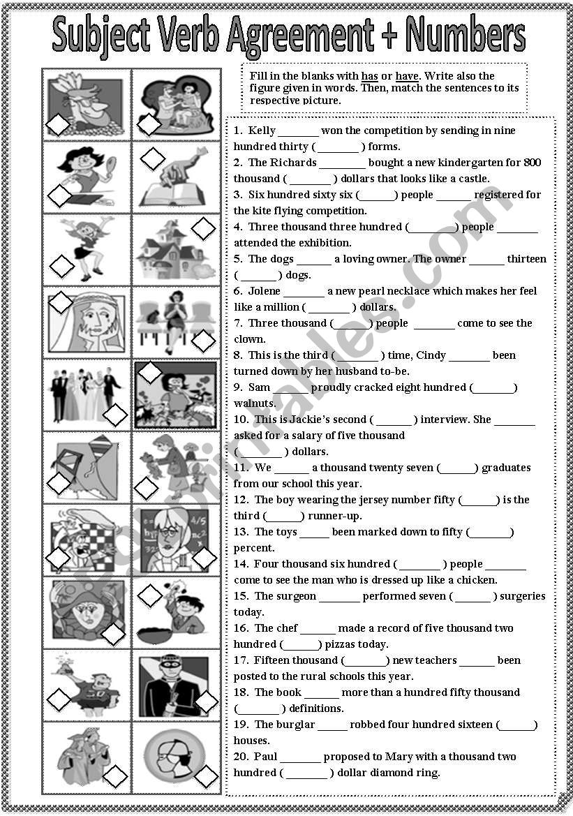 Subject Verb Agreement With Numbers with B W And Answer Key editable ESL Worksheet By Sharin Raj Subject Verb Agreement With Numbers with B W And Answer Key editable ESL Worksheet By Sharin Raj