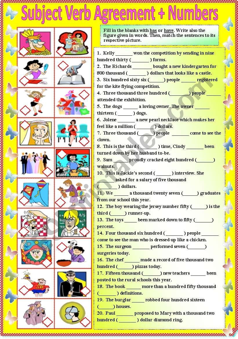 Subject Verb Agreement With Numbers with B W And Answer Key editable ESL Worksheet By Sharin Raj Subject Verb Agreement With Numbers with B W And Answer Key editable ESL Worksheet By Sharin Raj