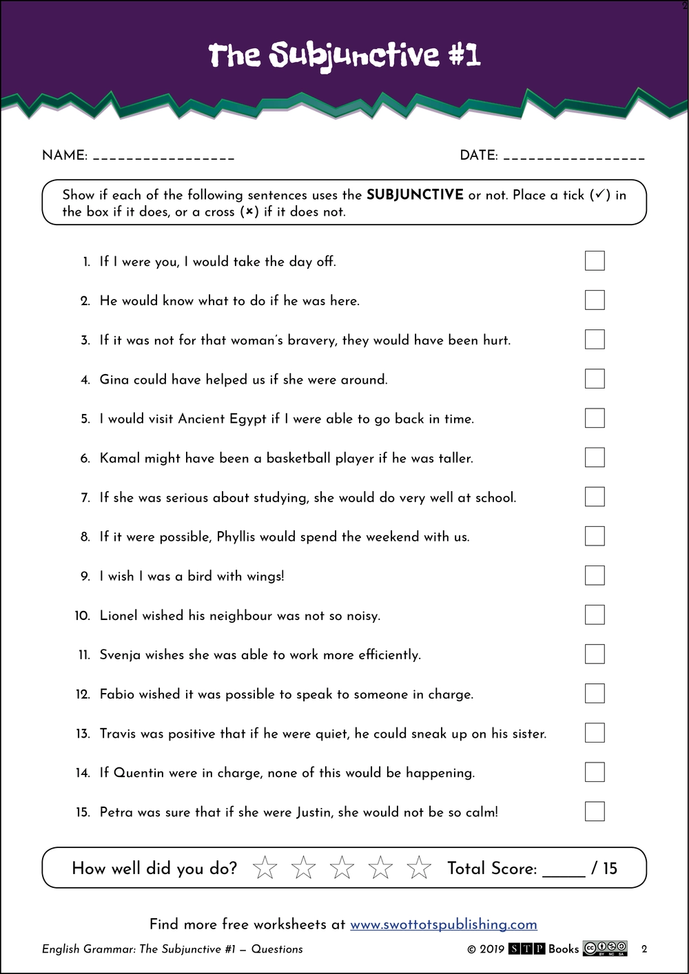 Subjunctive English Worksheet 01 STP Books Subjunctive English Worksheet 01 STP Books
