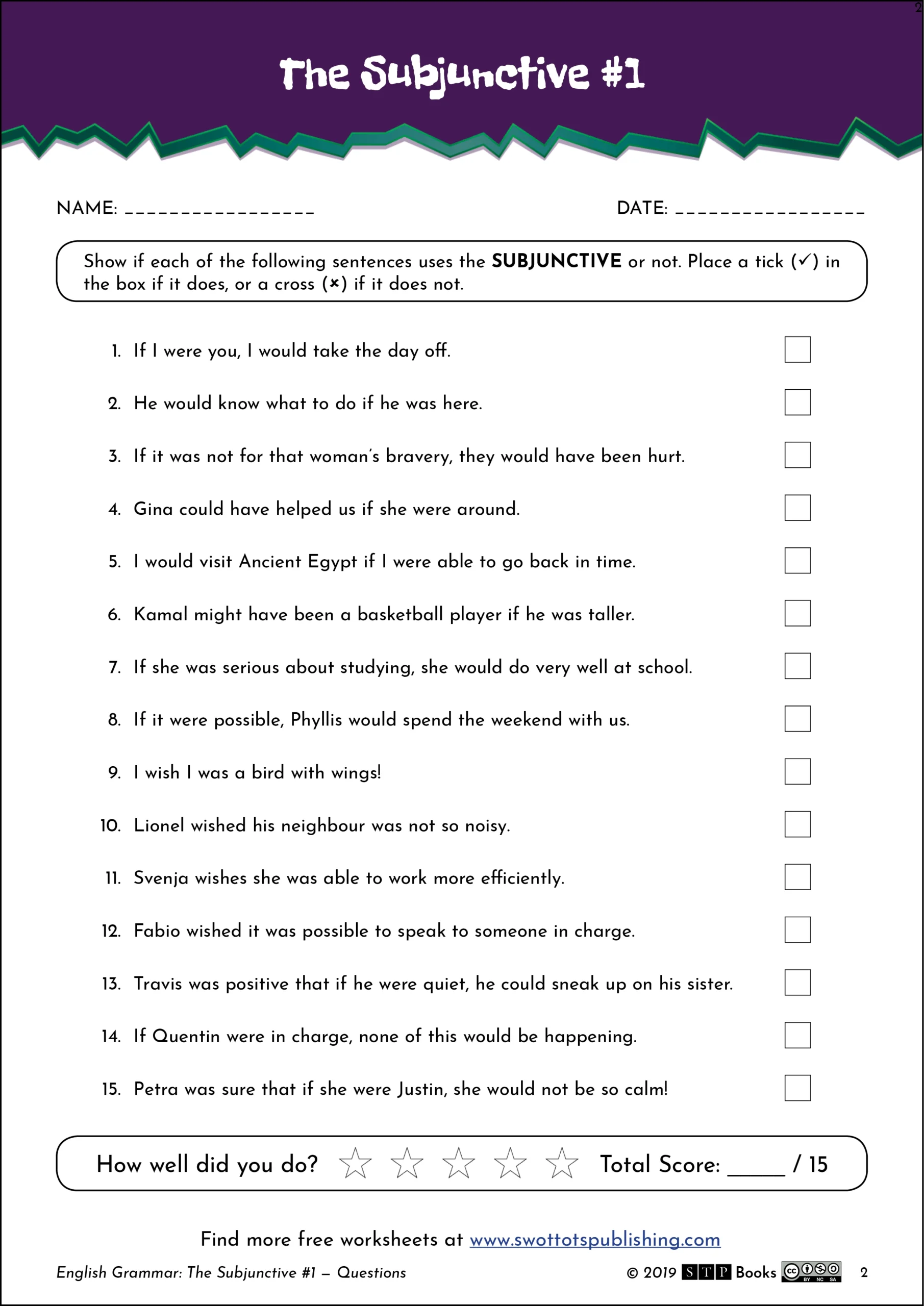 Subjunctive English Worksheet 01 STP Books Subjunctive English Worksheet 01 STP Books