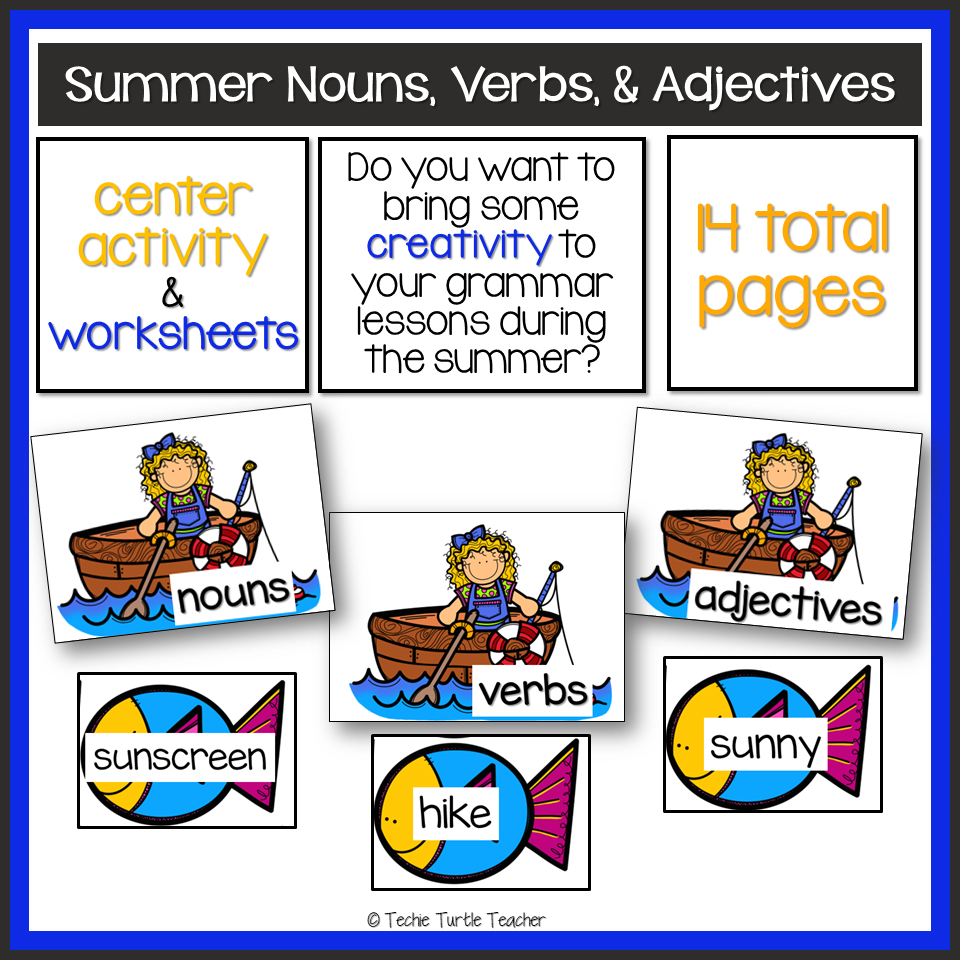 Summer Nouns Adjectives Verbs Worksheets And Center Activity Made By Teachers