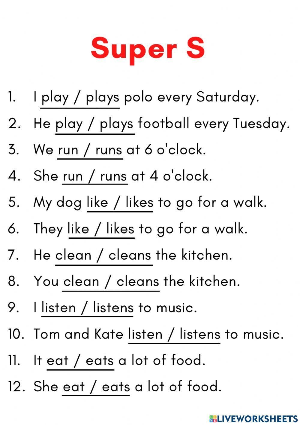 Super S Grammar Free Interactive Worksheets 892905 Super S Grammar Free Interactive Worksheets 892905