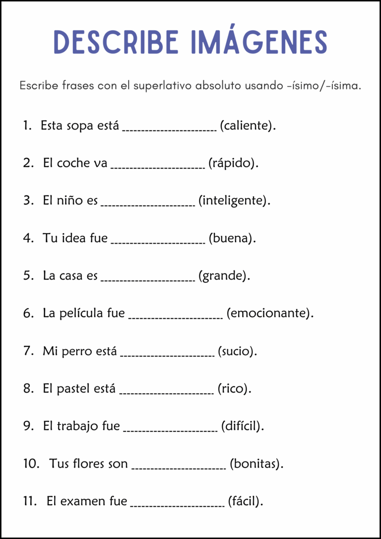 Superlative And Comparative Adjective Grammar Worksheets In Spanish Made By Teachers