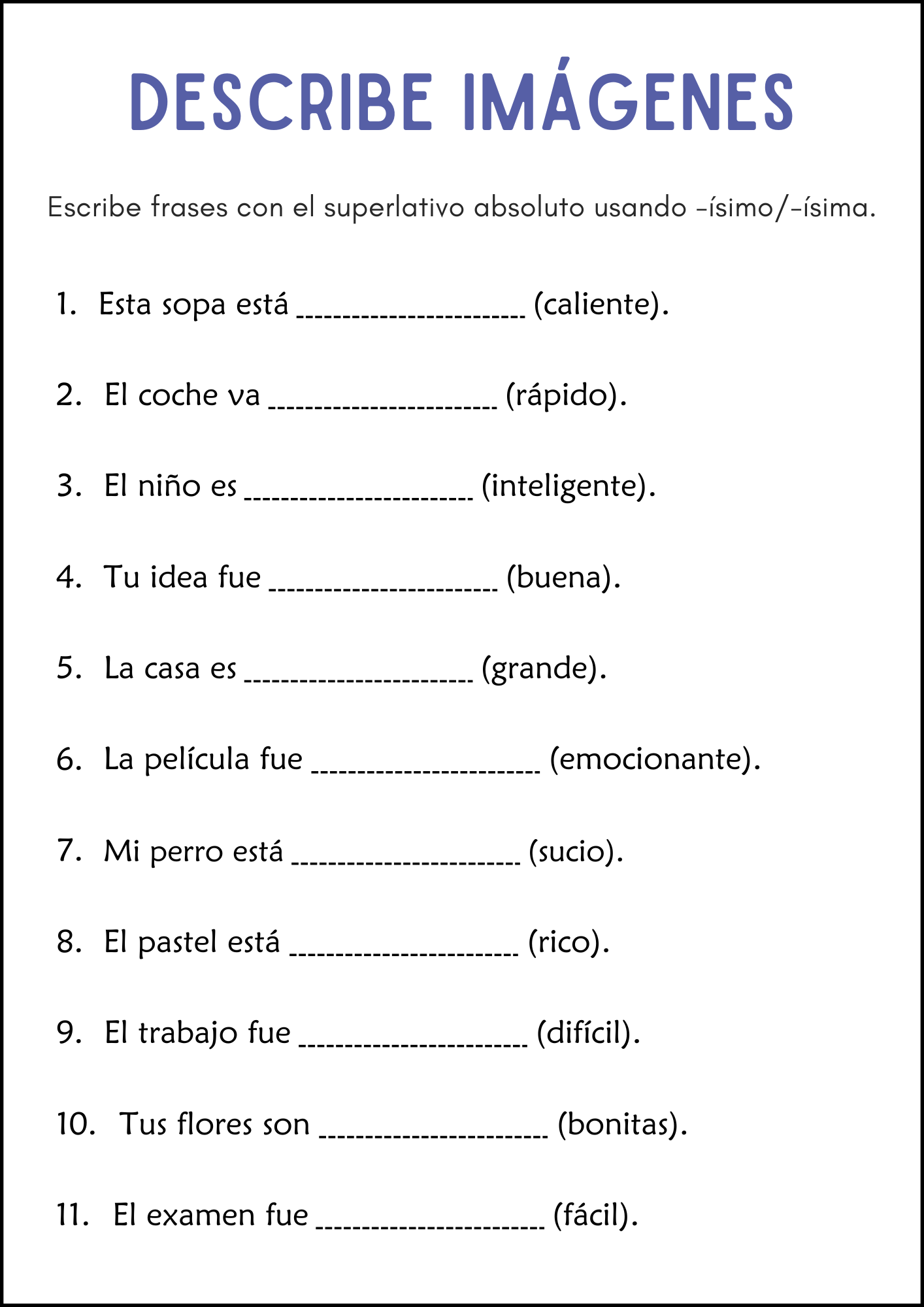 Superlative And Comparative Adjective Grammar Worksheets In Spanish Made By Teachers