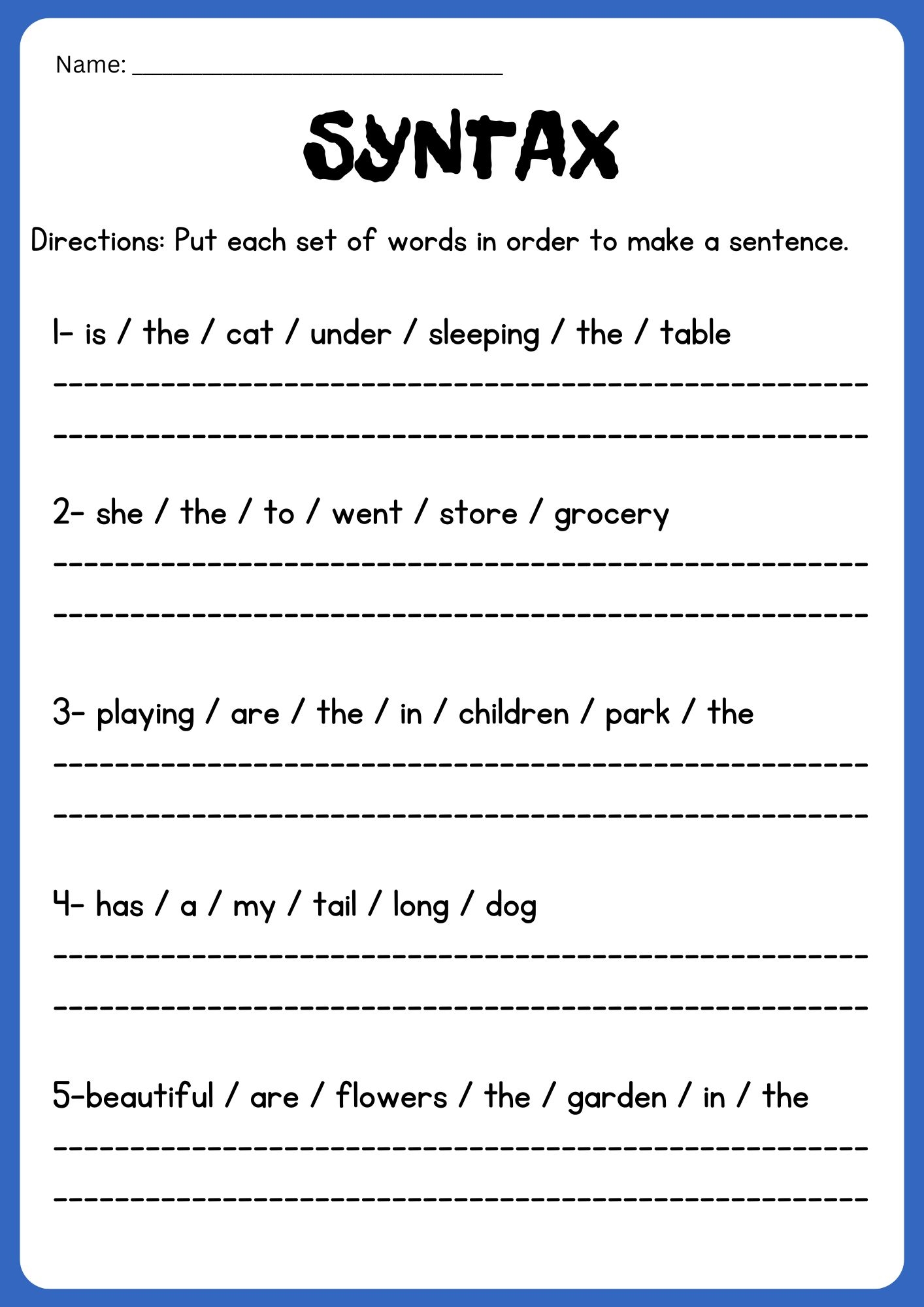Syntax Worksheets English Grammar Made By Teachers