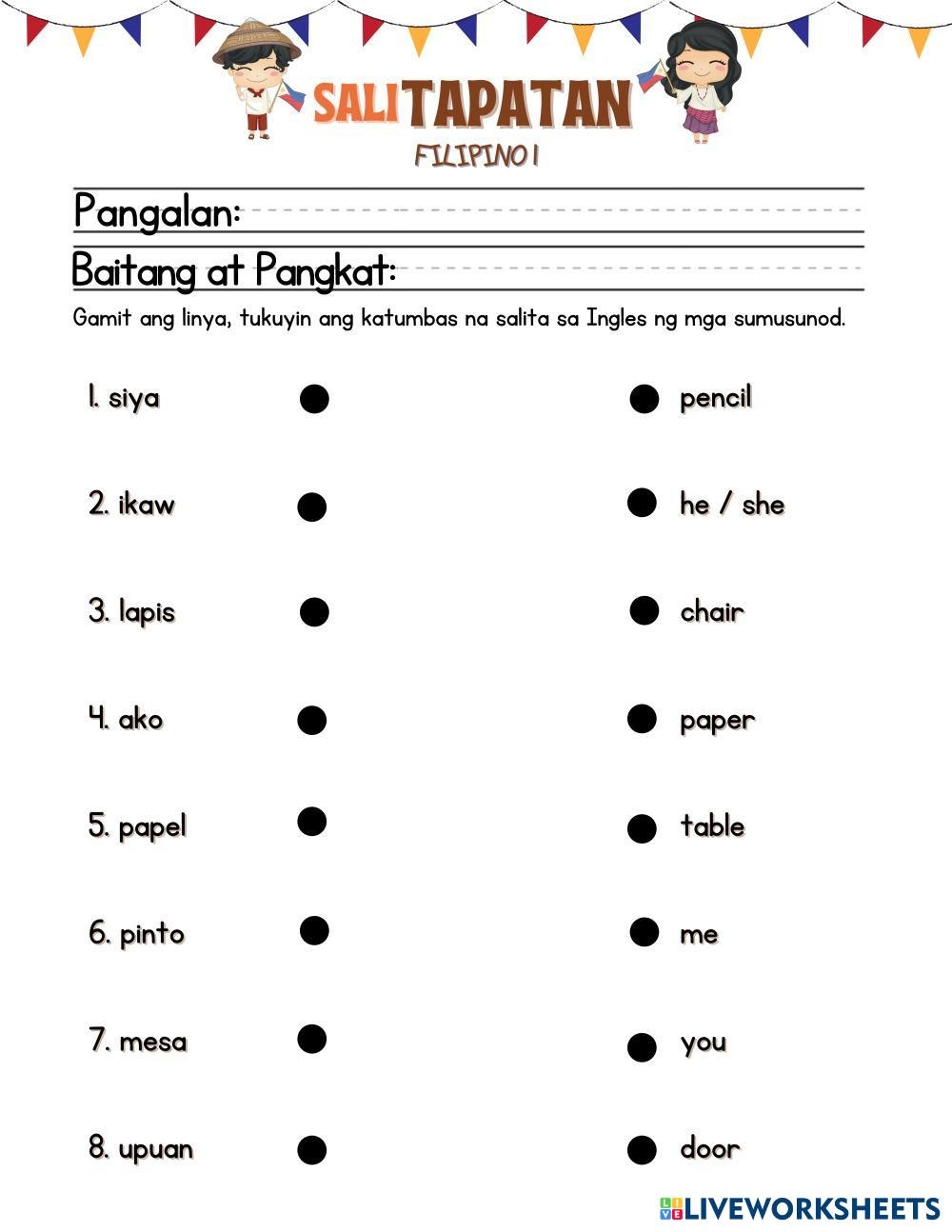 Tagalog English Free Interactive Worksheets 7866730 Tagalog English Free Interactive Worksheets 7866730