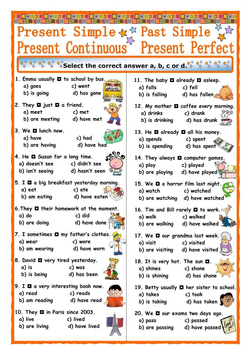 Tenses Free Interactive Worksheets 45389