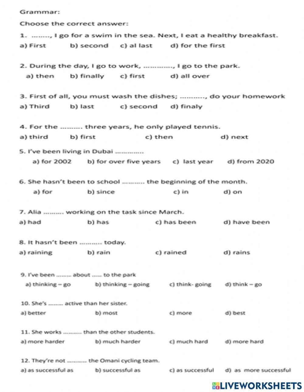 8th Grade Grammar Practice Worksheets