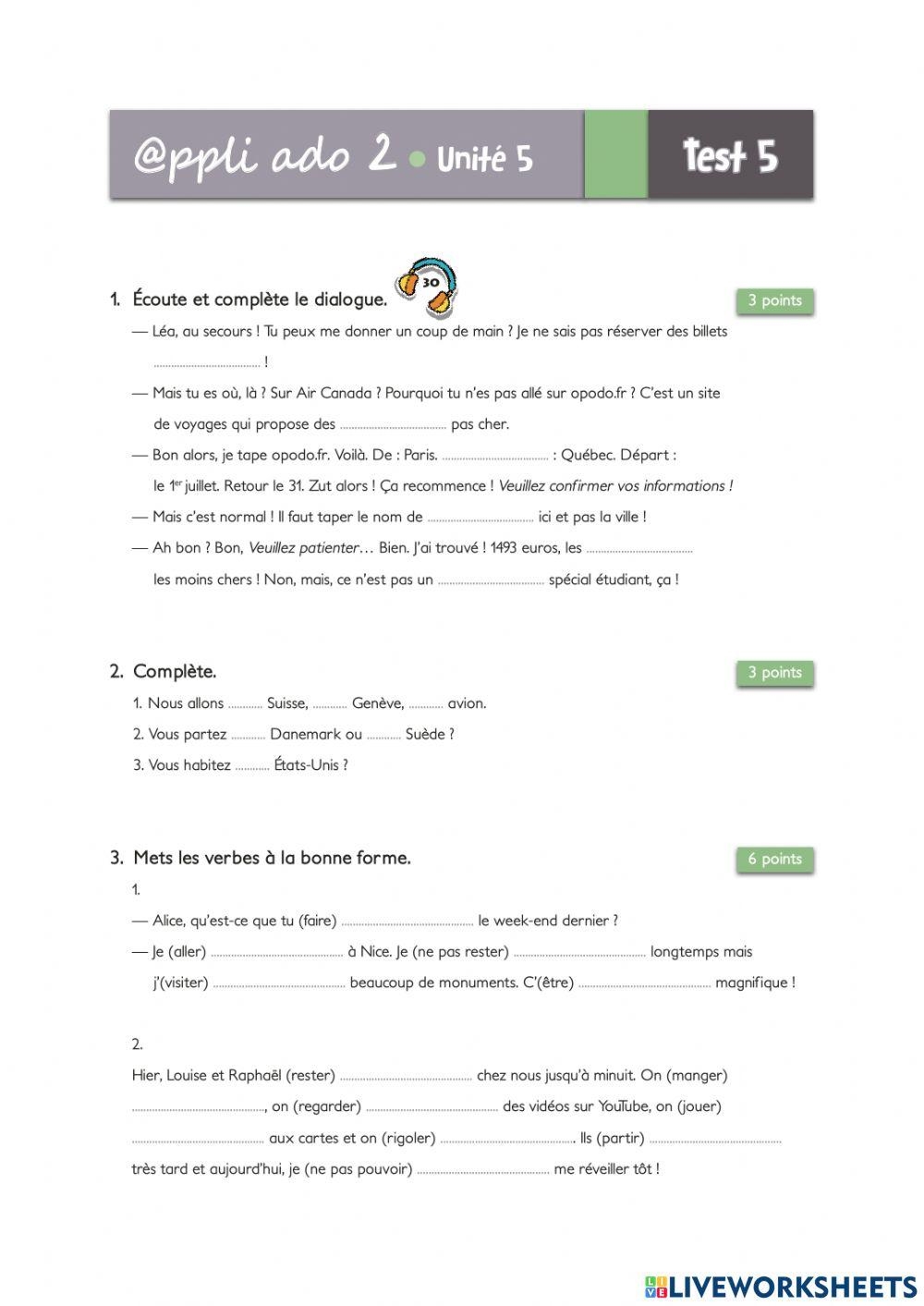 Conjuguemos Grammar Worksheet Answers French