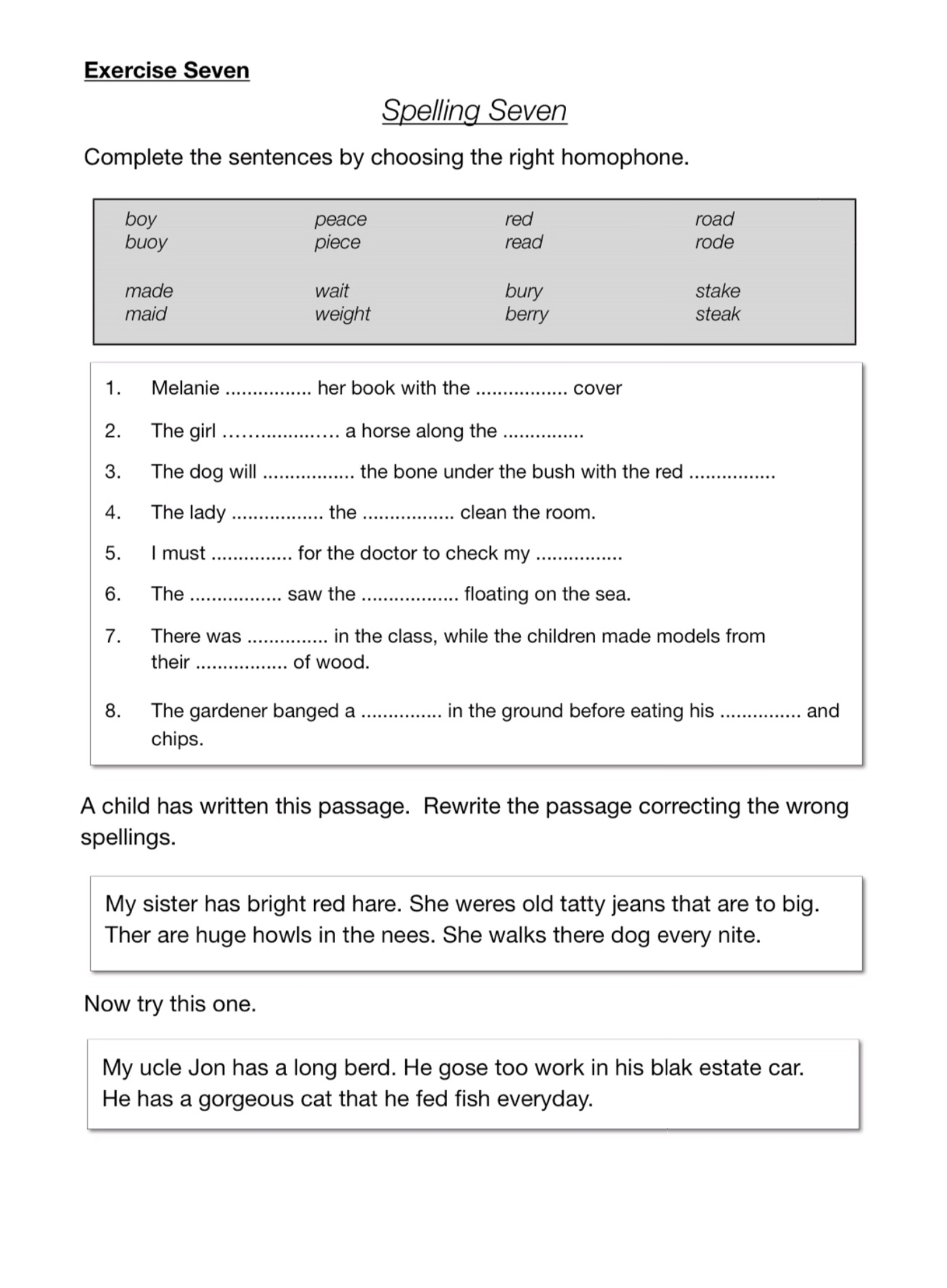 Grammar Year 7 English Worksheets
