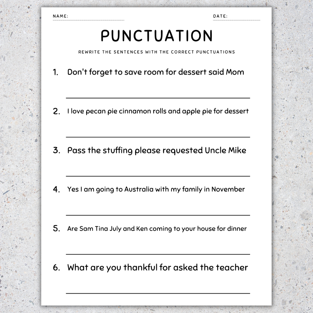 Thanksgiving Punctuation Worksheets Fix The Sentences Grammar Practice Made By Teachers Thanksgiving Punctuation Worksheets Fix The Sentences Grammar Practice Made By Teachers