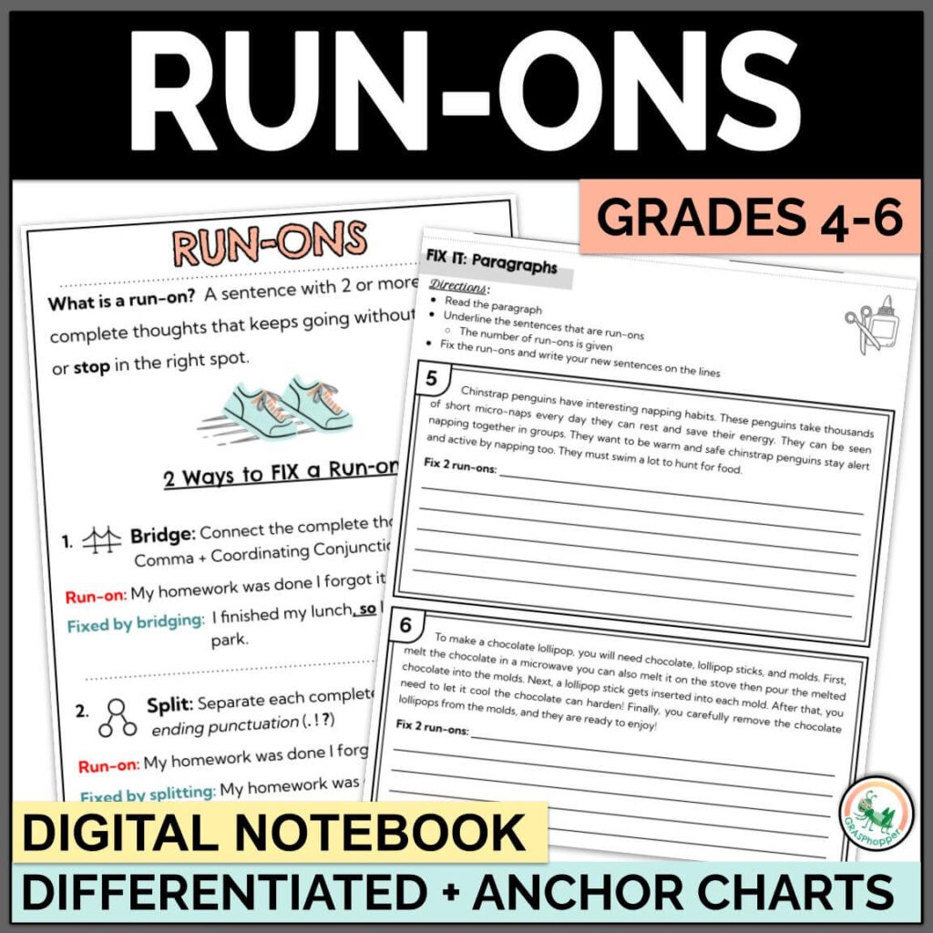 Grammar Worksheets Fused Sentences