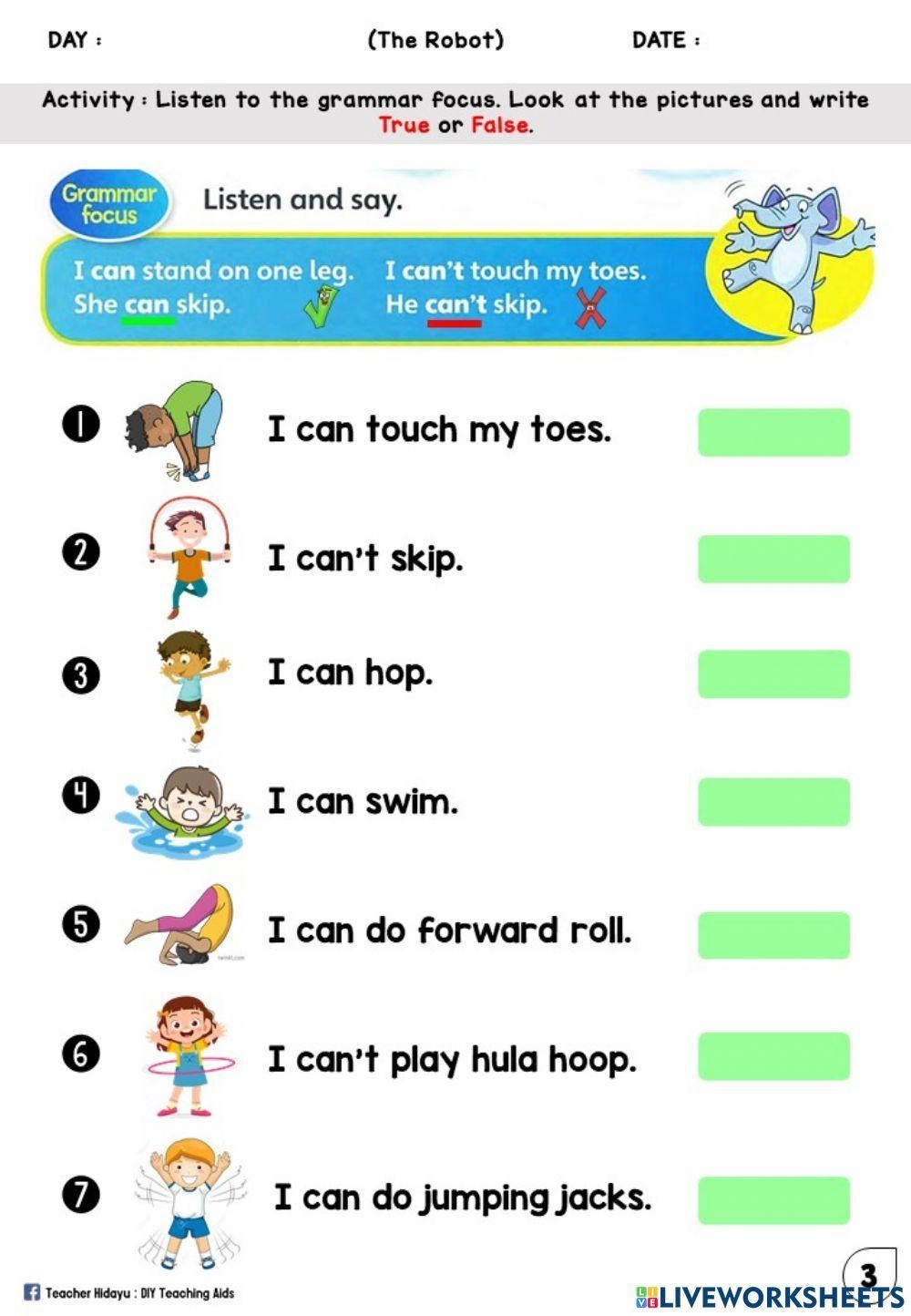 The Robot True Free Interactive Worksheets 1149727