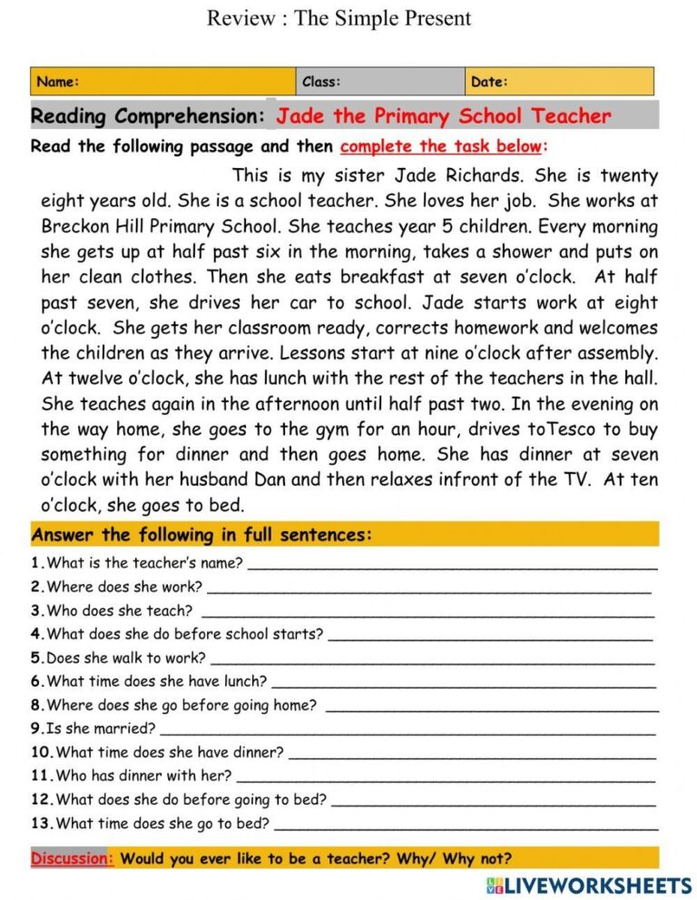 The Simple Pres Free Interactive Worksheets 3970565
