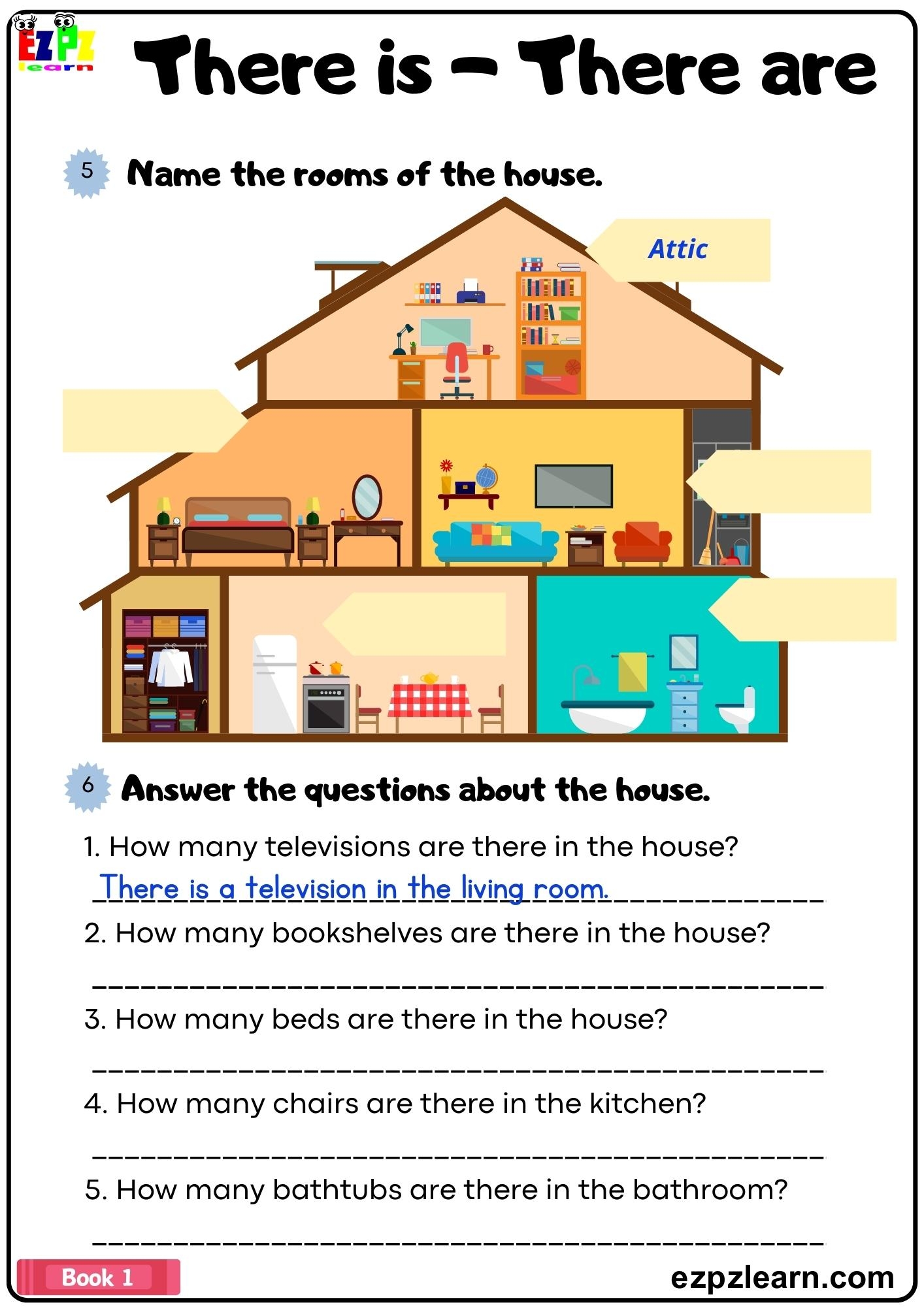 There Is There Are Answer And Name The House Rooms Grammar Worksheet Pdf Ezpzlearn There Is There Are Answer And Name The House Rooms Grammar Worksheet Pdf Ezpzlearn