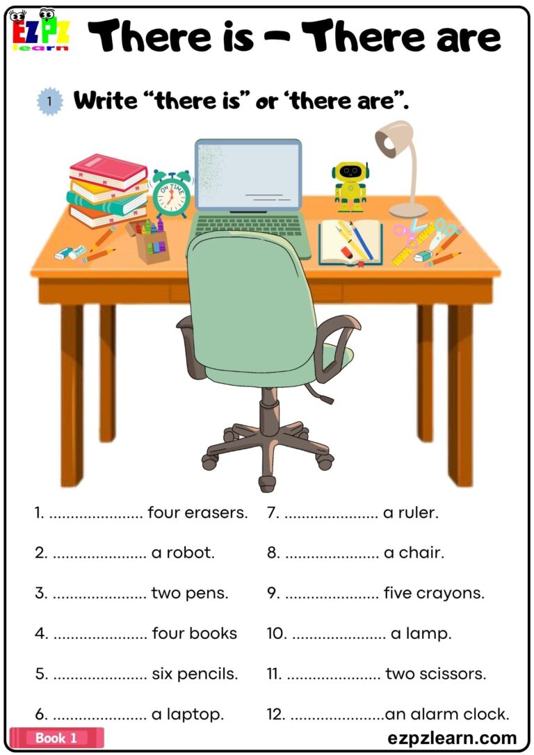 There Is There Are Look At The Image And Then Complete The Sentences Grammar Worksheet Pdf Ezpzlearn
