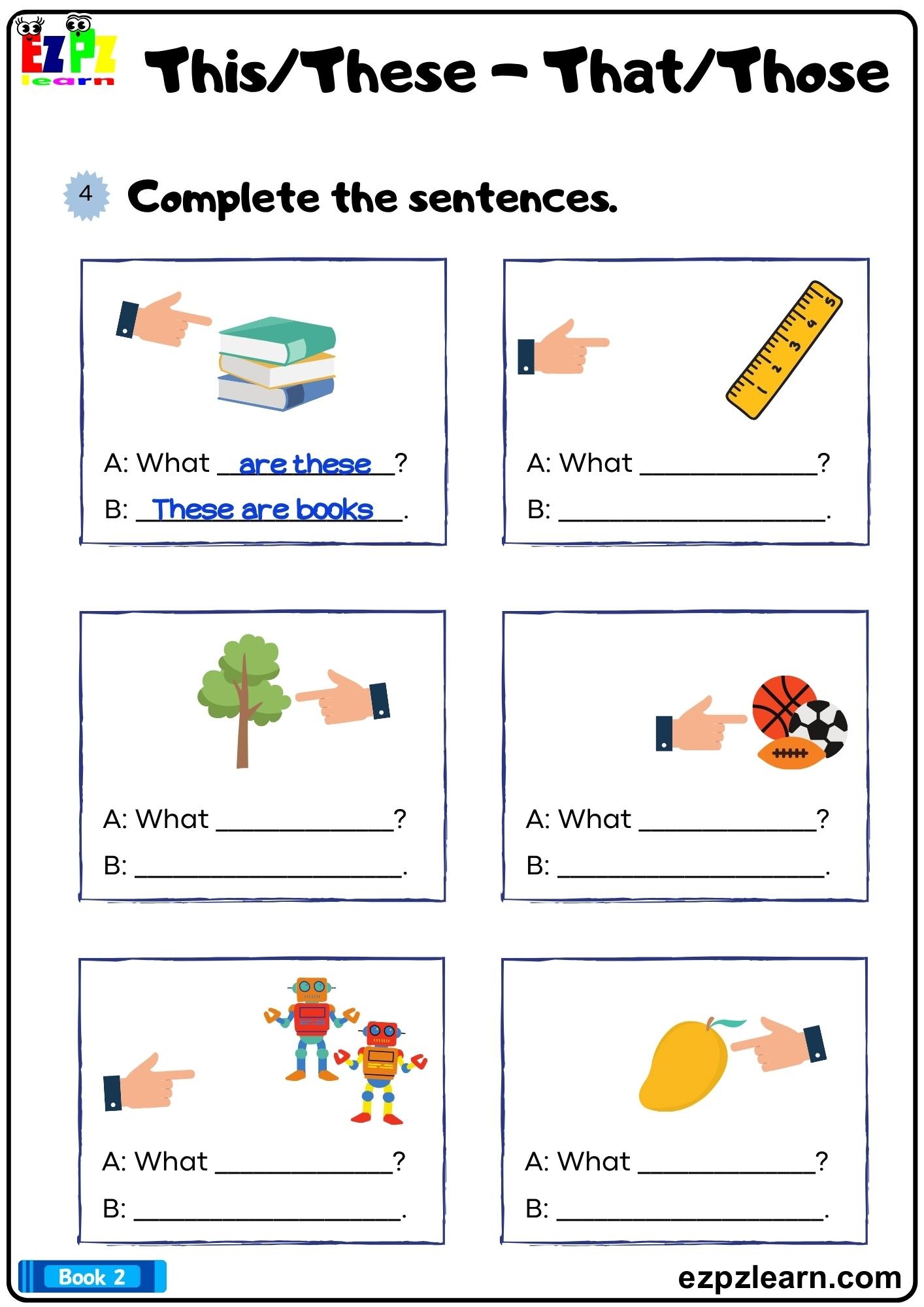 This That These Those Complete The Sentences Demonstrative 