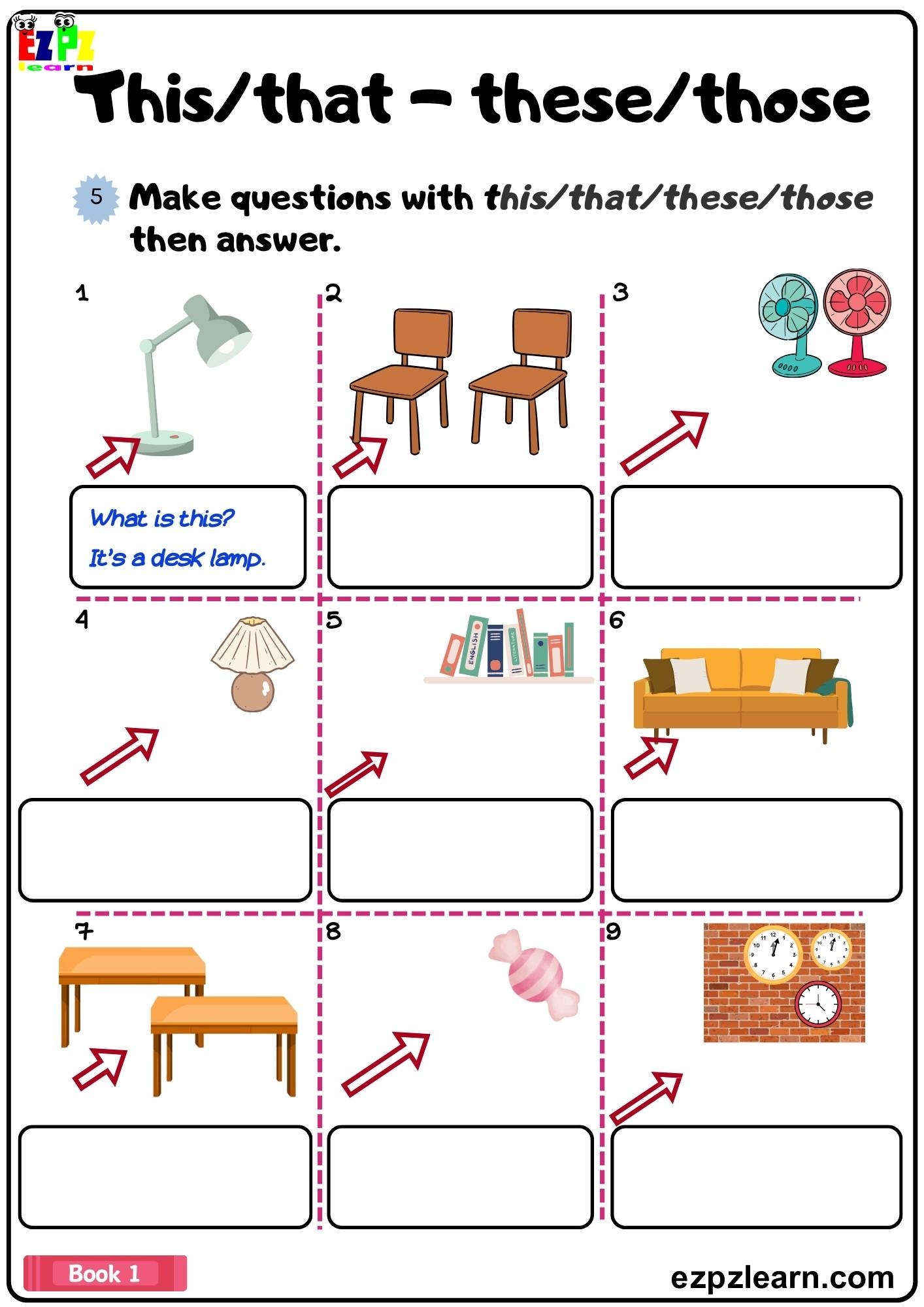 This That These Those Write The Questions And Answers Grammar Worksheet Ezpzlearn