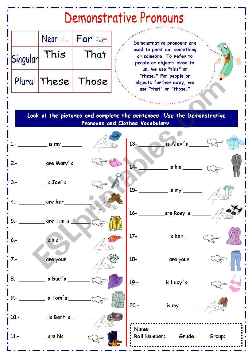 This That Those These using Clothes Vocabulary ESL Worksheet By Karen1980 This That Those These using Clothes Vocabulary ESL Worksheet By Karen1980