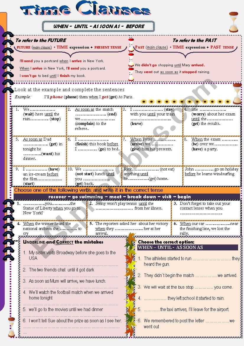 Time Linkers ESL Worksheet By Aleia
