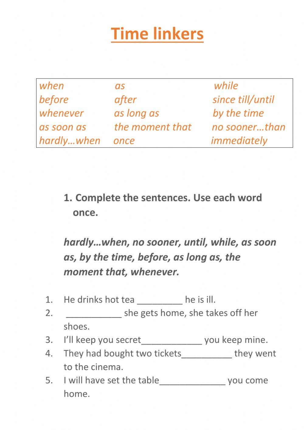 Time Linkers Free Interactive Worksheets 651732