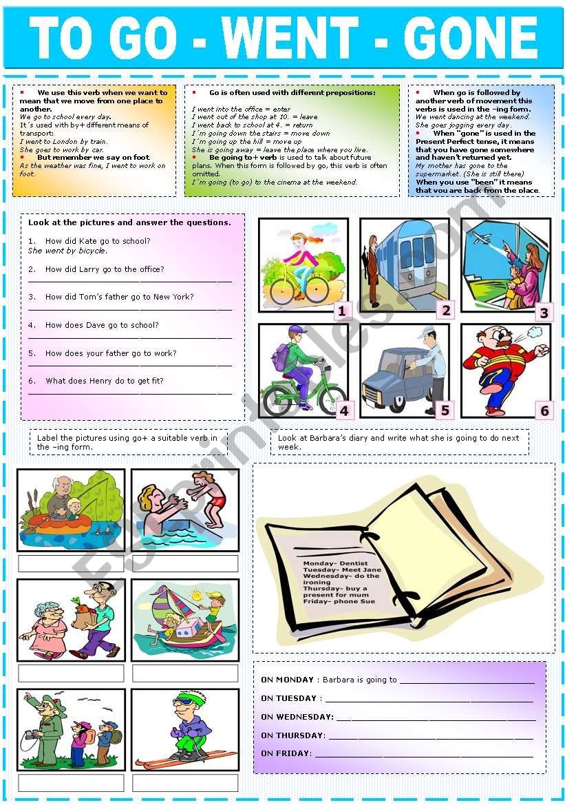 Go And Goes Grammar Worksheets